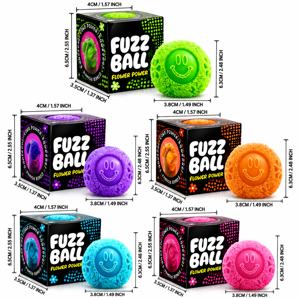 Fuzz Ball Stress Ball Sensory Fidget Squeeze Toy Hand Grip Exercise Ball for Anxiety Relief, ADHD & Focus