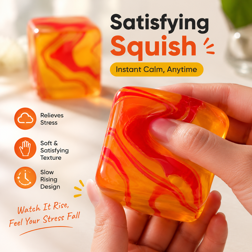 Marble Squishy Stress Ball Sensory Fidget Toy for Anxiety Relief Soft Squeeze Stress Cube for ADHD, Focus & Hand Therapy