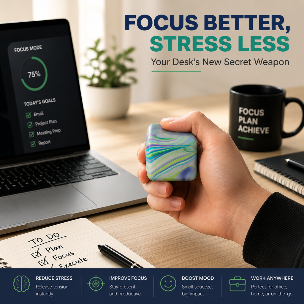 Marble Squishy Stress Ball Sensory Fidget Toy for Anxiety Relief Soft Squeeze Stress Cube for ADHD, Focus & Hand Therapy